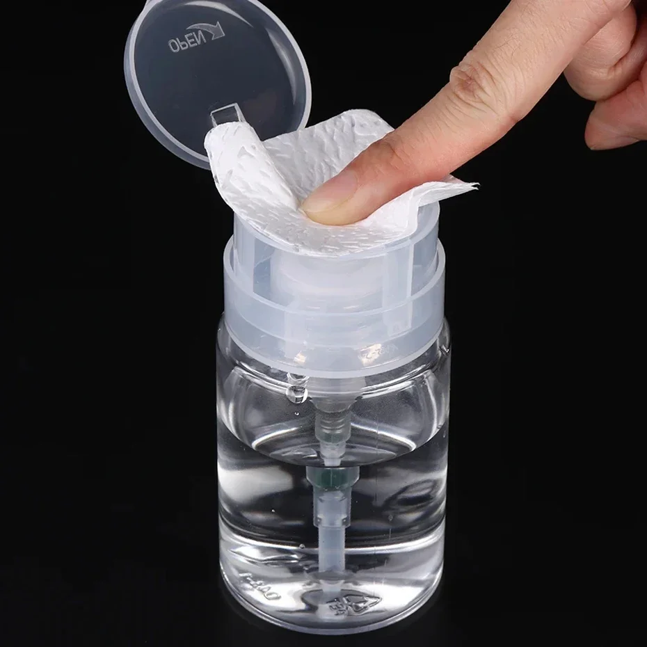 Botellas rellenables para almacenamiento de uñas, dispensador de bomba de prensa líquida vacía, limpiador de esmalte de uñas, herramientas de manicura y maquillaje, 100 ml