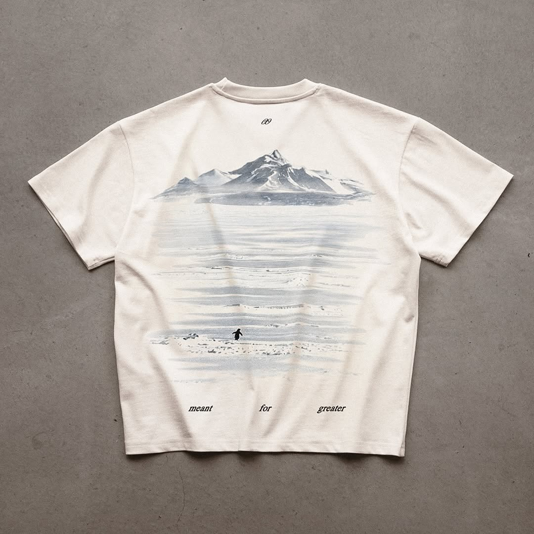 Y2K Men's T-shirt Fashion Broketale Snow Mountain Penguin Print Graphic Round Neck Shirt Oversized Unisex Casual Men's Clothing