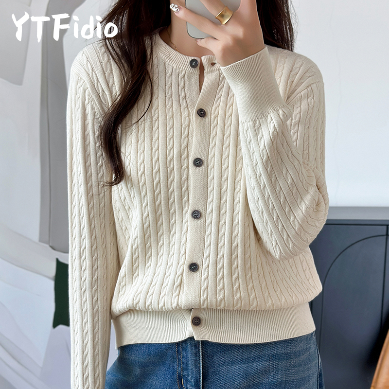 YTFidio 100% Katoen Vrouwen O-hals Twisted Bloem Effen Vest Luxe Designer Kleding Vrouw Trui Vrouwelijke Tops 392