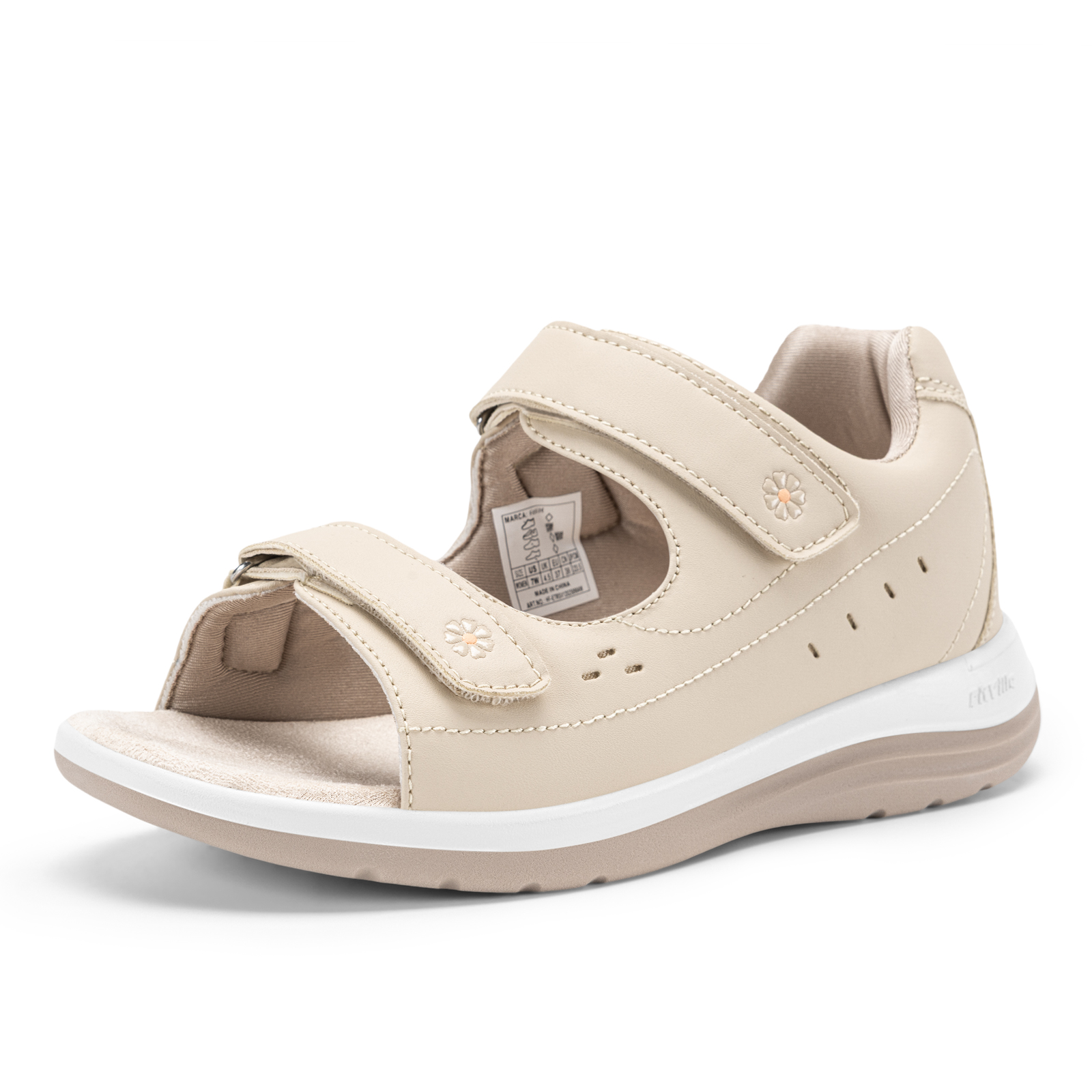 FitVille Dames Diabetische Sandalen Wandel-schoenen met brede teen voor dames Ademende zomerse platte sandalen met open teen Slippers met ondersteuning van de voetboog
