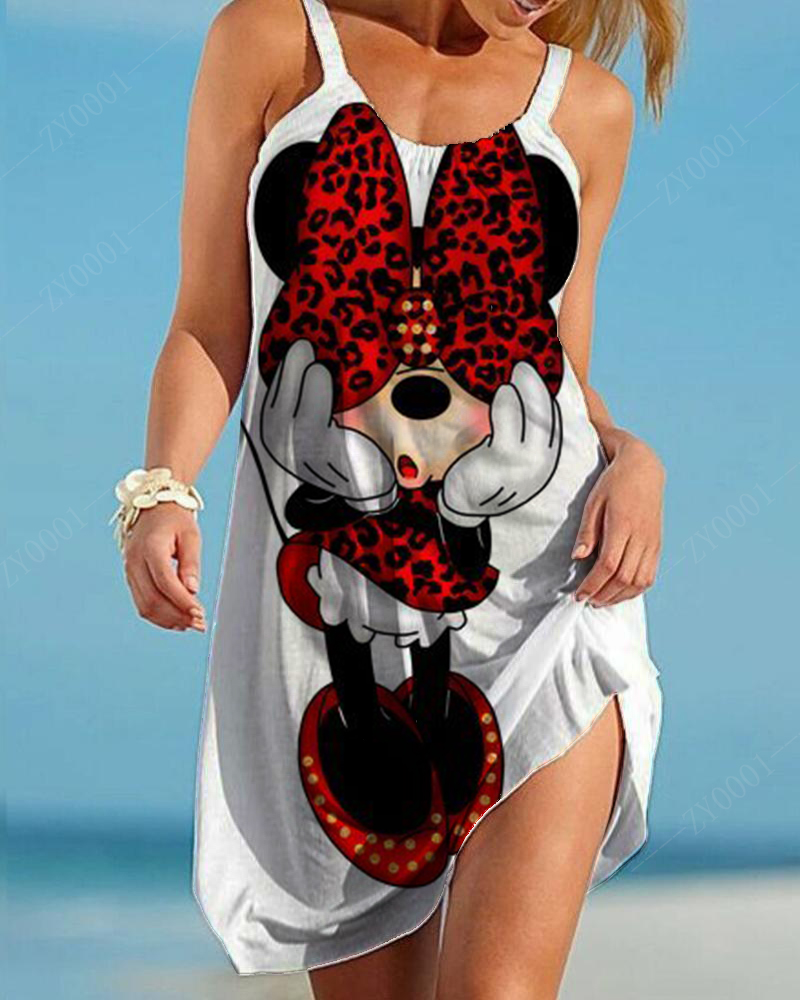 Ropa de tallas grandes para mujer, vestidos de talla grande para la playa, vestidos elegantes de verano de Disney para mujer, vestido de moda de 2022 años para mujer