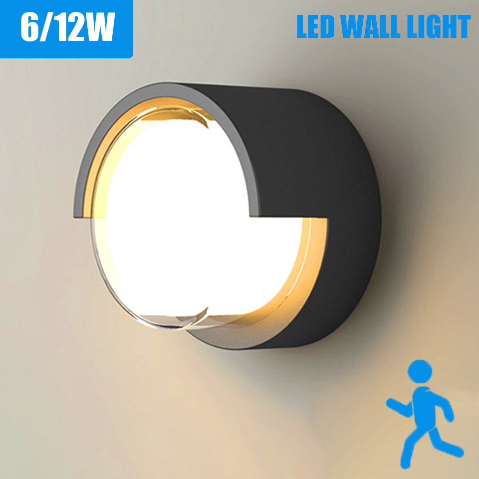 Lâmpada de parede led iluminação radar sensor movimento AC85-265V 6/12w branco quente branco frio adequado para decoração casa ao ar livre indoor