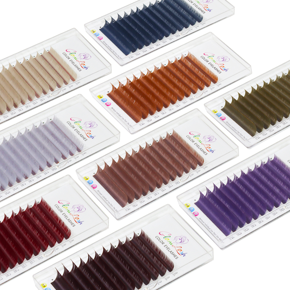 GLAMLASH Classic Morandi Cils de couleur grise Extension de faux cils colorés naturels individuels