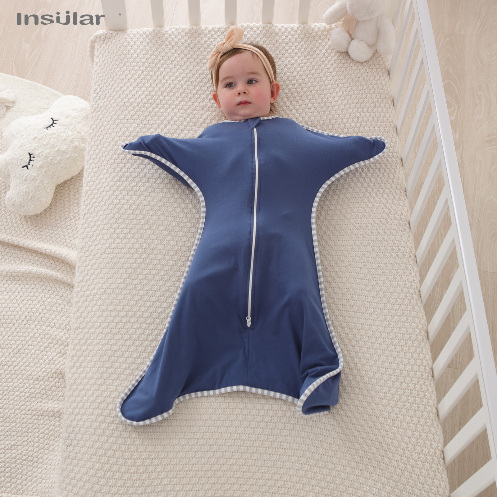 Insular Newborn Baby Girl Boy Anti-Startle Cotton Baby Wrap Receiving Swaddling Blanket