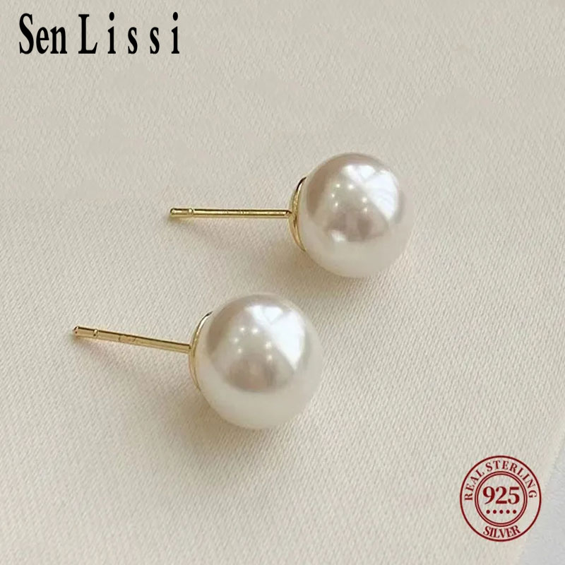 Senlissi- Orecchini di perle d'argento Rio all'ingrosso da 4-14 mm Orecchini in argento sterling 925 per regali di gioielli popolari da donna