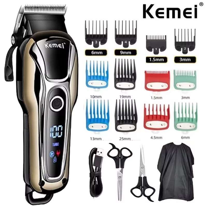 Kemei 1990 ใหม่ผม clipper clipper ผมมืออาชีพ clipper ผมผู้ชายไฟฟ้า trimmer จอแสดงผล LCD ผม clipper ผู้ทรงอํานาจชุด