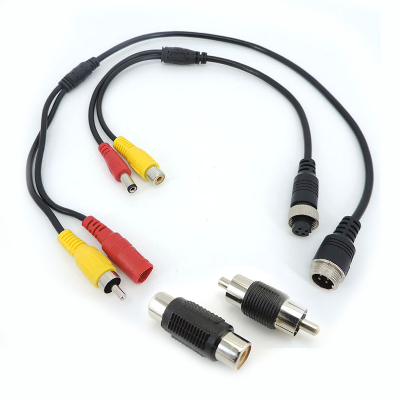Tête d'aviation M12 4 broches mâle femelle, connecteur RCA, double coupleur, câble d'extension mâle femelle