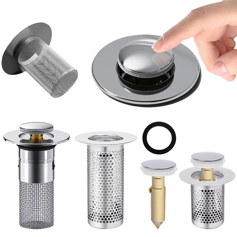 Zatyczka do umywalki Anti Odor Pop-Up Bounce Core Basin Stopper Hair Catcher Shower Sink Strain Filter Stainless Steel Bouncing Core