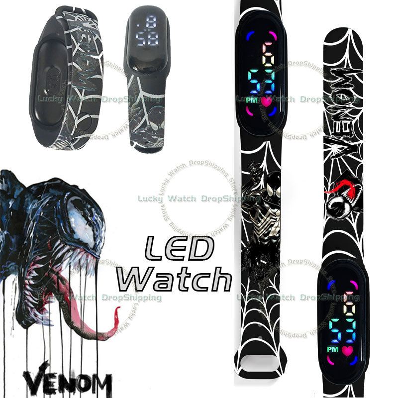 Disney veneno crianças relógios digitais dos desenhos animados figura de ação anime led toque à prova dwaterproof água eletrônico crianças relógio presentes aniversário