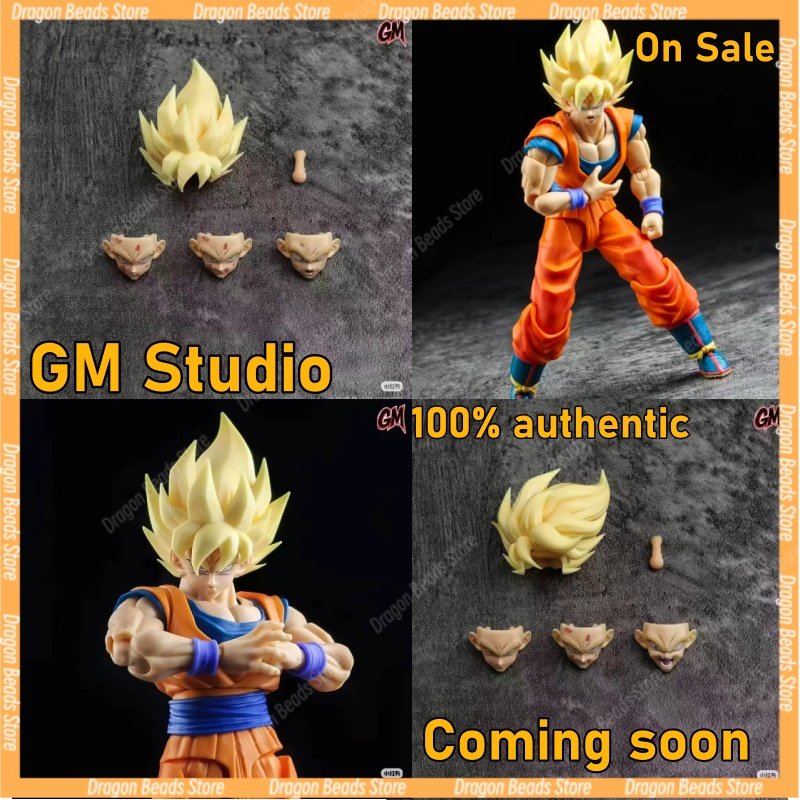 Dragon Ball SHF GM Studio Goku: Pacote de Acessórios de Escultura de Cabeça - Versão de Cabelo Descolorido, Versão de Cor Sólida Normal, Escala 1/12