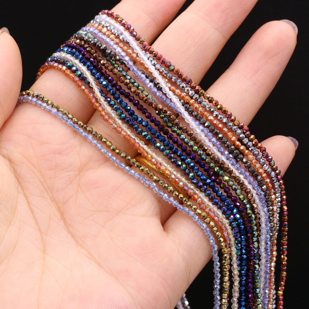 Piedra Natural cristal Color plateado facetado cuenta pequeña Multicolor38CM cuentas moda DIY collar pulsera joyería regalo 1 pieza