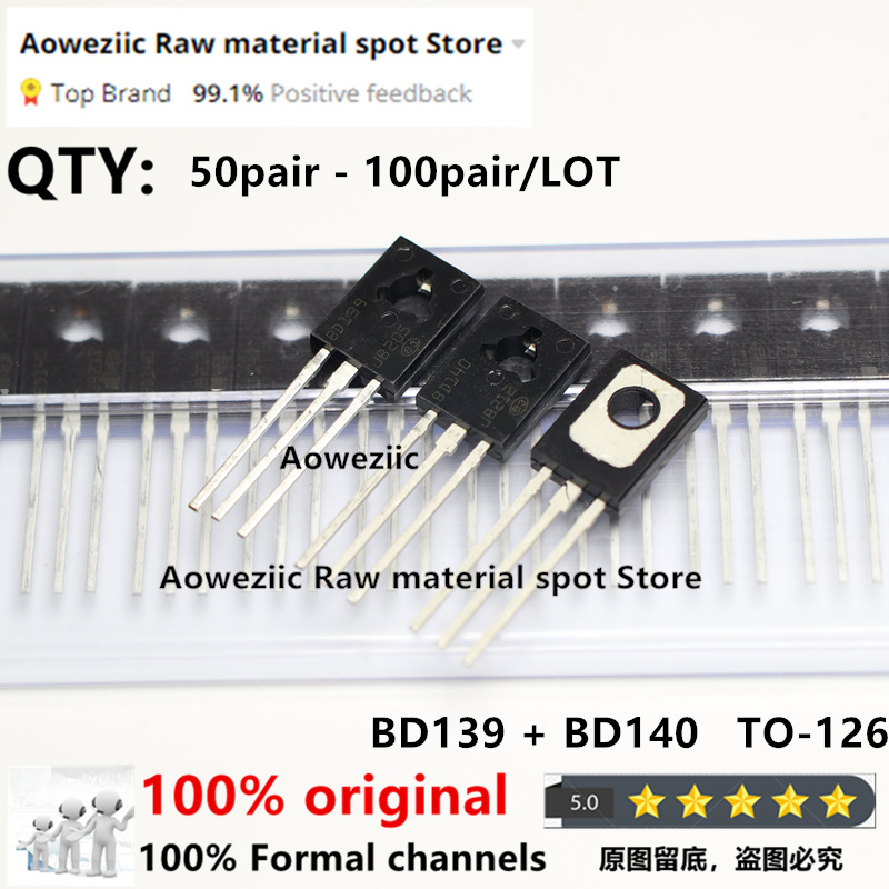 Aoweziic 2021 + 50 Paar-100 Paar 100% Nieuwe Geïmporteerde Originele BD139 BD140 To-126 Transistor