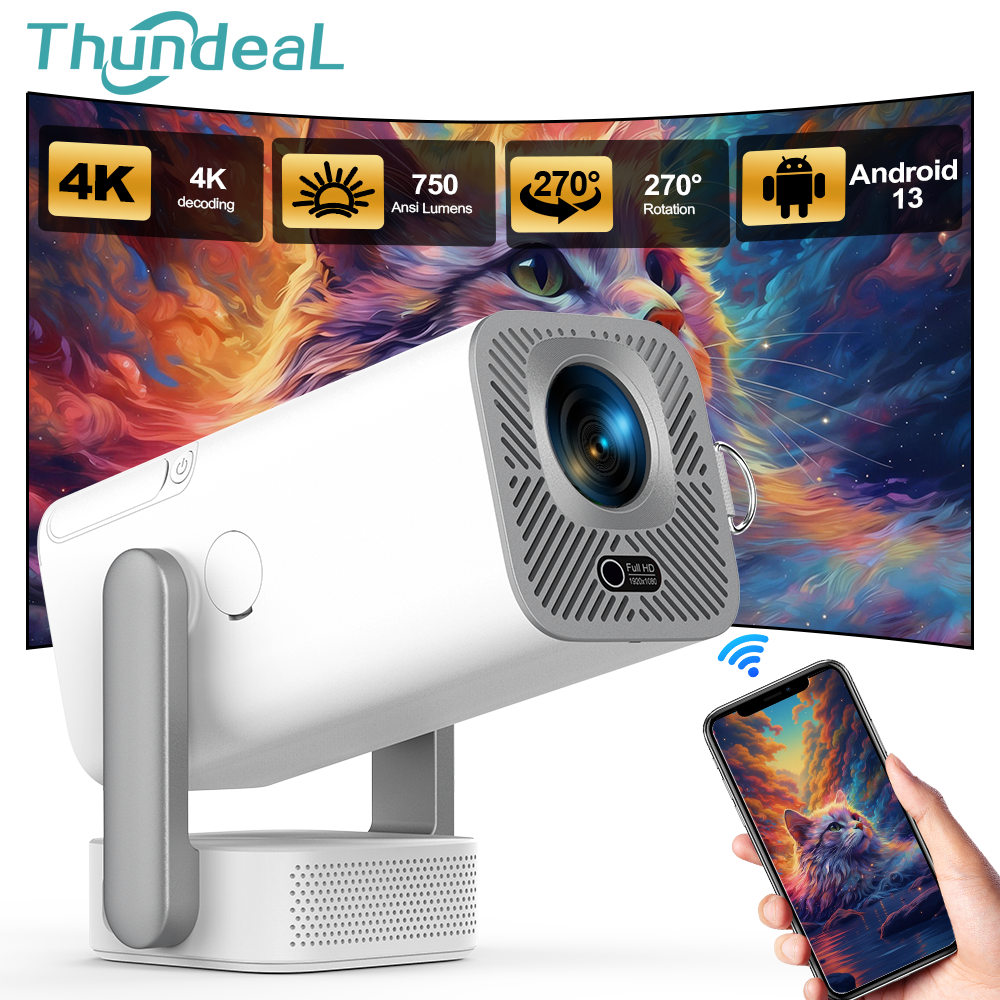Mini projecteur HD ThundeaL TD80 Pro Full HD 1080P 4K Vidéo WIFI Android Projecteur portable TD80Pro Cinéma maison PK TD80W