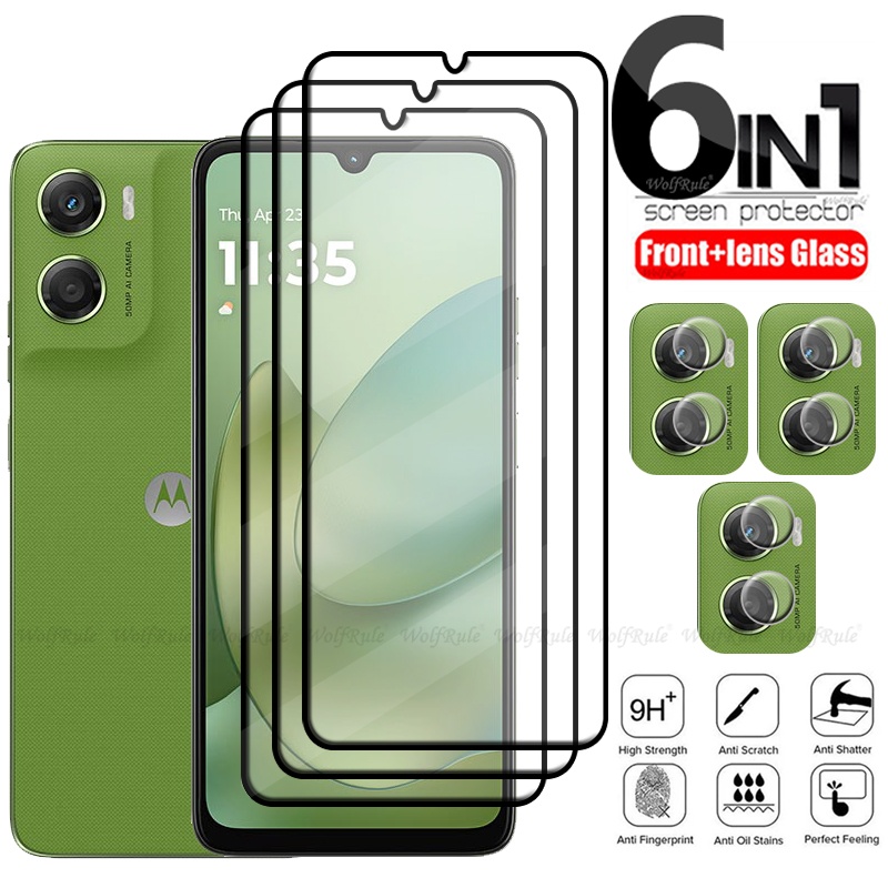 6 in 1 Per Motorola Moto G06 Vetro Per Moto G06 Vetro Temperato Protettivo Copertura Completa Colla 9H Protezione Dello Schermo Moto G06 Len vetro