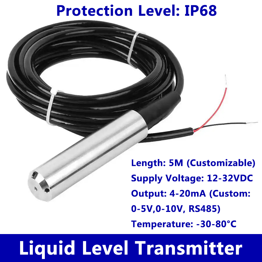 Level Sensor TL-136 Liquid Level Transmitter Water Level Sensor Detector 12-32VDC 4-20mA Signal Output Liquid Sensor