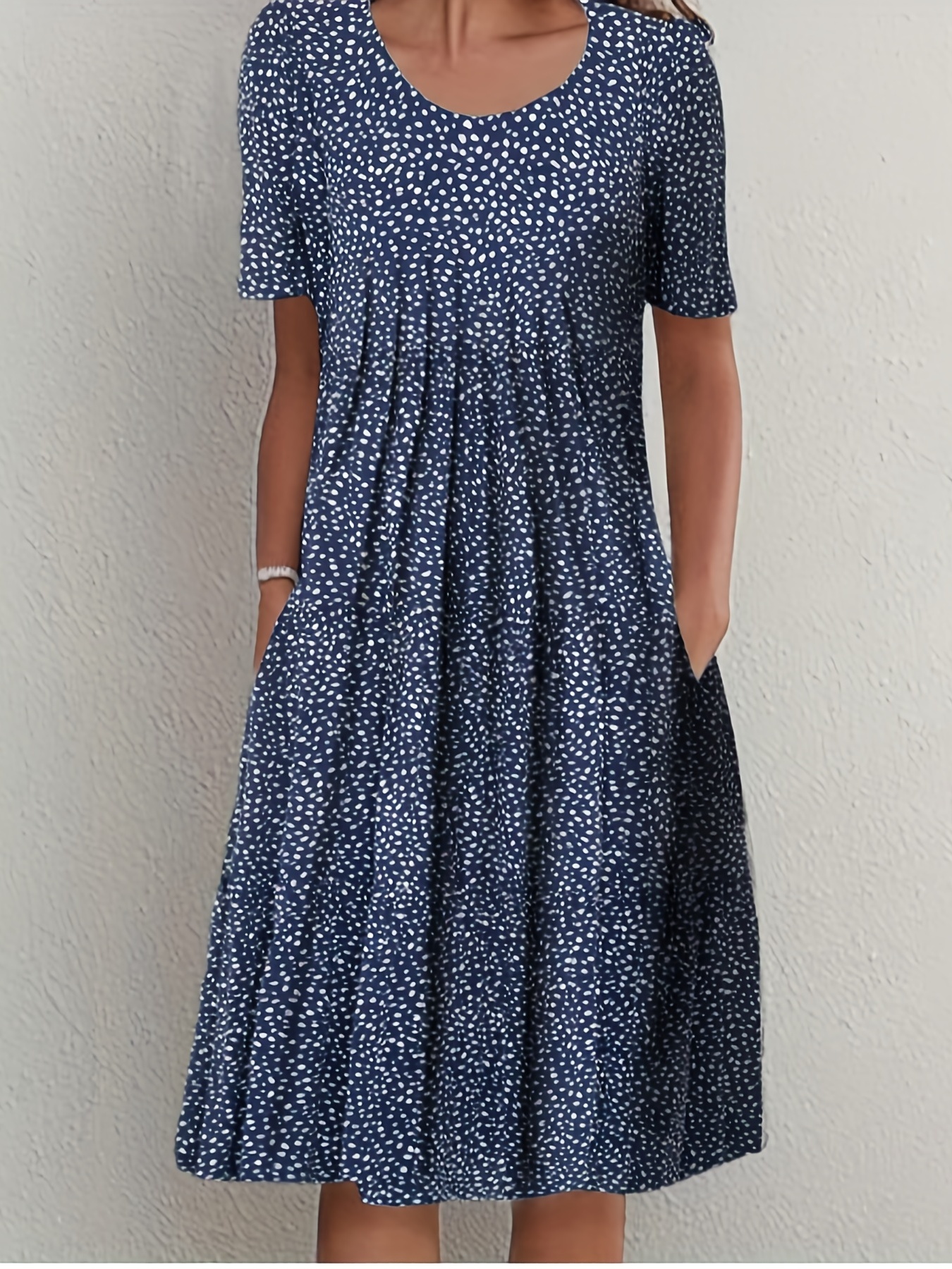 Elegantes Damen-Kurzarmkleid mit Rundhalsausschnitt und Großem Rock, Sommer 2026 Neue Kollektion, Modisches Lässiges Maxikleid