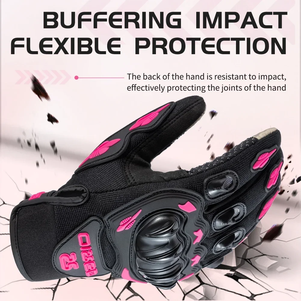 Guantes de Motocicleta con Pantalla Táctil, Transpirables, de Malla, para Verano, Motocross, Carreras, para Hombre y Mujer - Ventilados y Ligeros