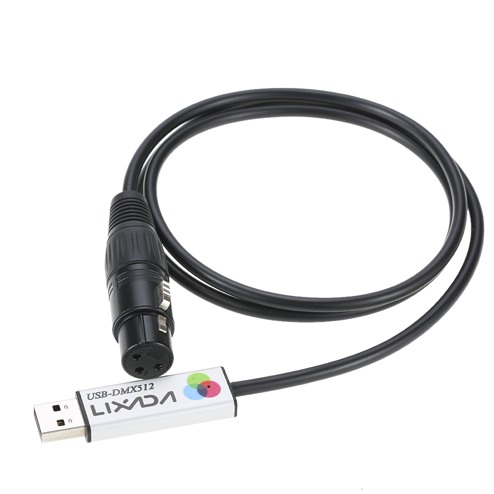 Lixada adaptateur d'interface USB vers DMX LED DMX512 ordinateur PC contrôleur d'éclairage de scène variateur