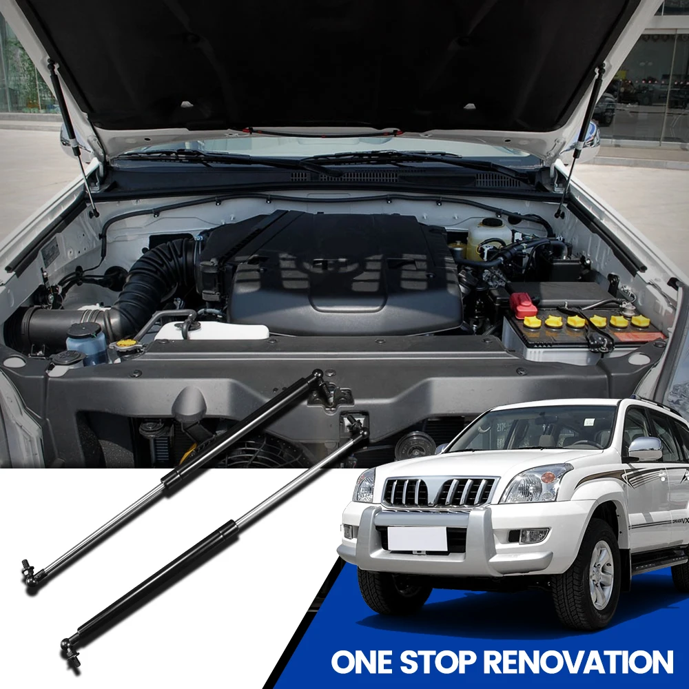 Para Toyota Land Cruiser Prado 120 J120 02-09 5345069055   Capô de gás dianteiro, barras de suporte, acessórios de haste de suporte, 2 peças