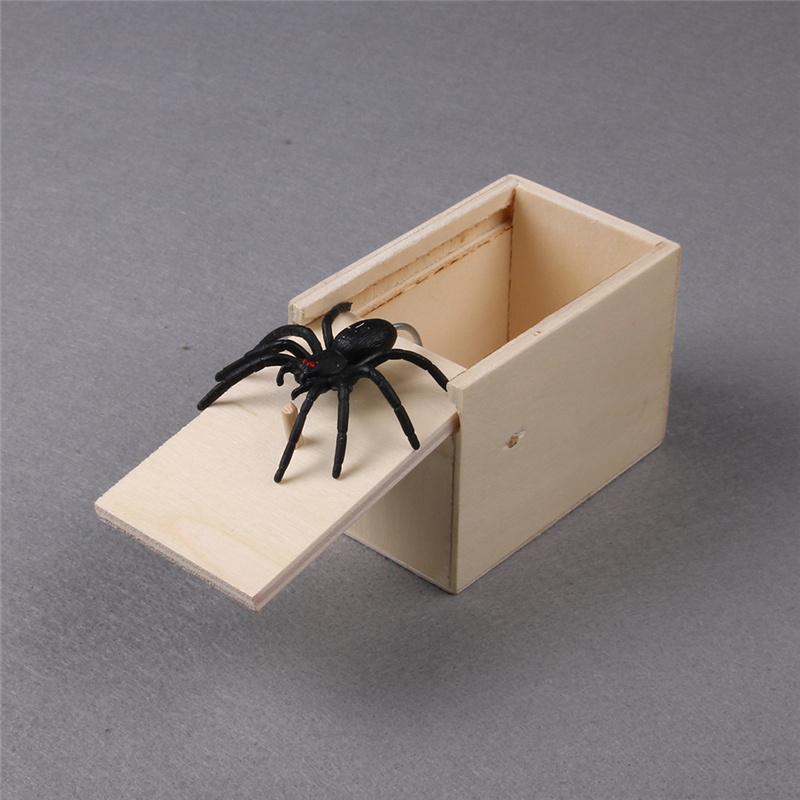 Caja de susto divertida, broma de araña, Fidget de madera, caja de juguetes antiestrés para asustar, juego de truco, broma sorpresa, juguetes de Halloween para adultos para niños