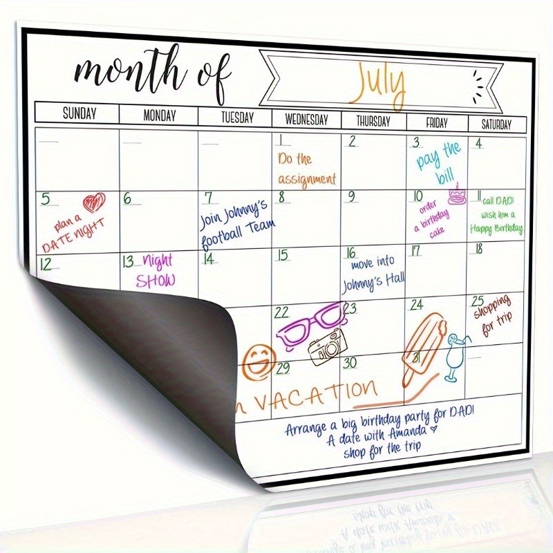 1pc Magnetic Dry Erase Fridge Calendar,Monthly Kitchen Planner with "Month of" Design,Whiteboard,for Easy Weekly on Refrigerator