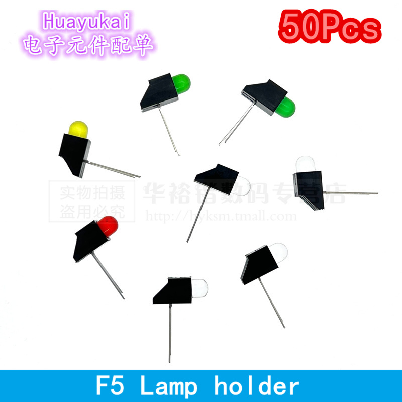50 sztuk F5/5MM LED pojedynczy otwór uchwyt lampy z koralik świetlny 90 stopni Bent stóp uchwyt PCB F5 sygnał emitujący światło wskaźnik