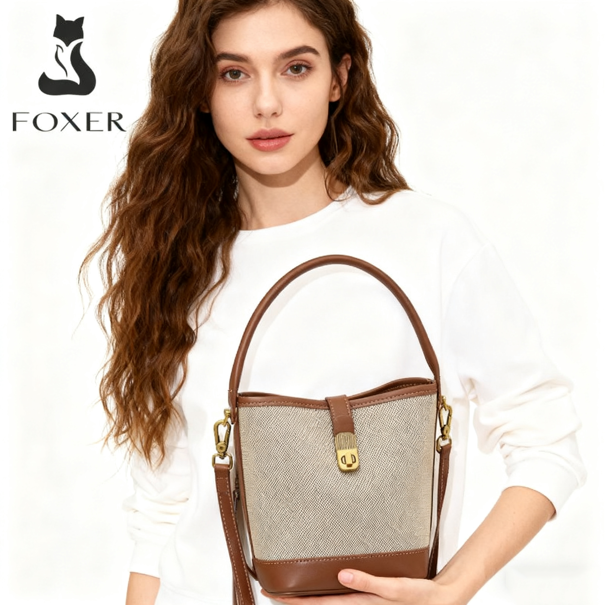 FOXER 2026 Nieuwe dameshandtas PVC-leer Dame Emmer Tas Mode Schoudertas Licht Luxe Beste cadeau voor vrouw, minnaar