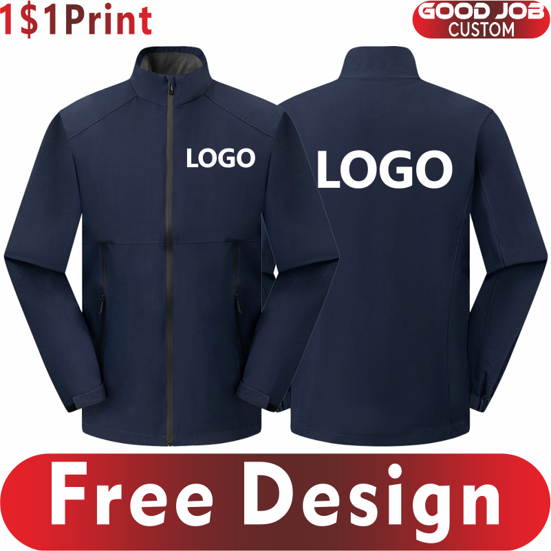 Outdoor Wasserdicht Männer Frauen Stehkragen Jacke Individuelles Logo Antistatische Mantel Druck Unternehmen Design Casual Sweatshirt Stickerei
