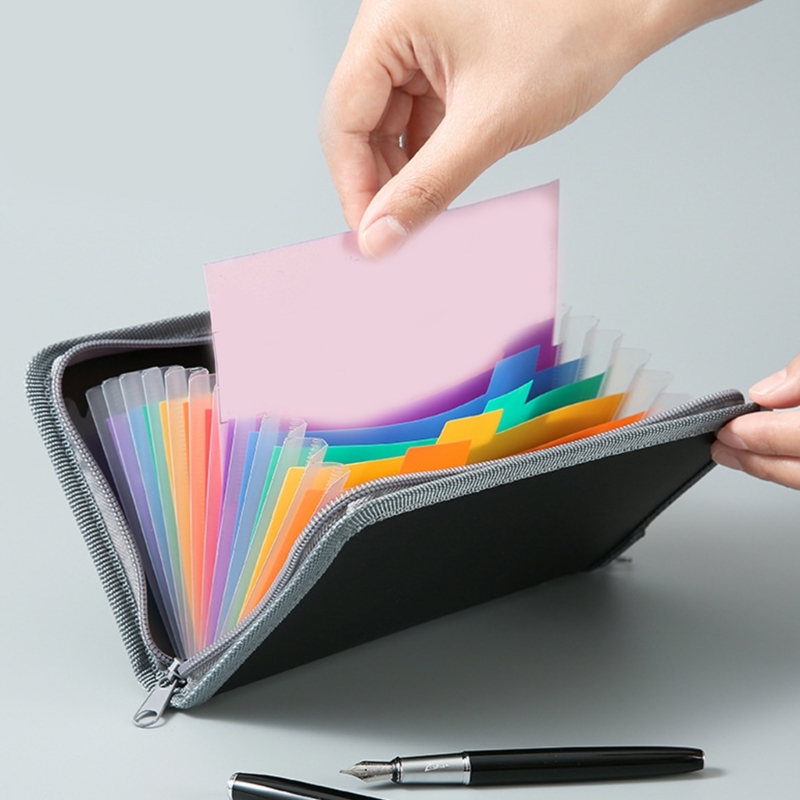 Carpeta archivos expandible, organizador recibos 13 bolsillos, carpeta pequeña acordeón para tarjetas, cheques, y
