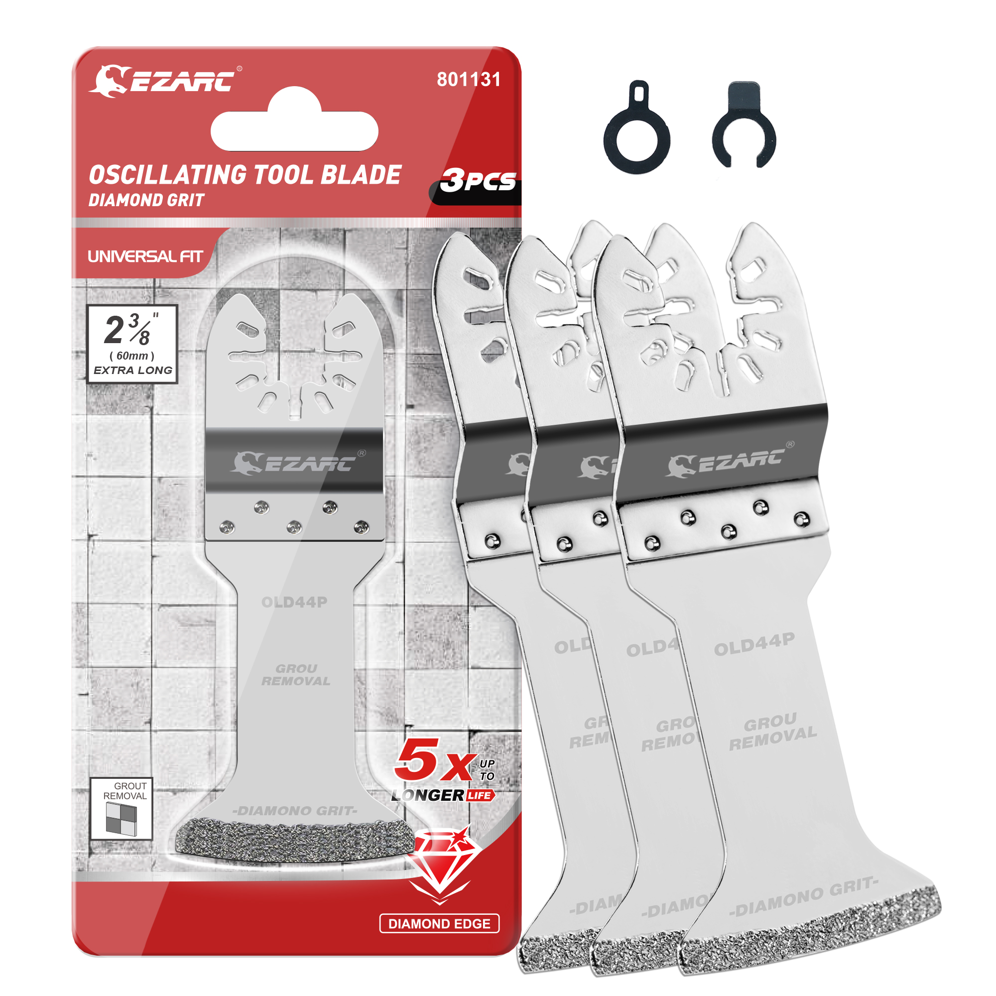 EZARC 3PCS Diamond Oscillating Blades, Multitool Extra-Long Oscillating Saw Blades สําหรับ Grout Removal, ทําความสะอาดปูน