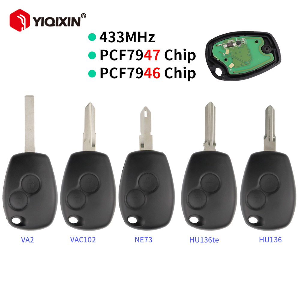 Llave de coche remota ID46 PCF7946/47 de 433Mhz para Renault Trafic Duster Master Modus Clio 3 Twingo Movano Dacia Logan Sandero Kangoo