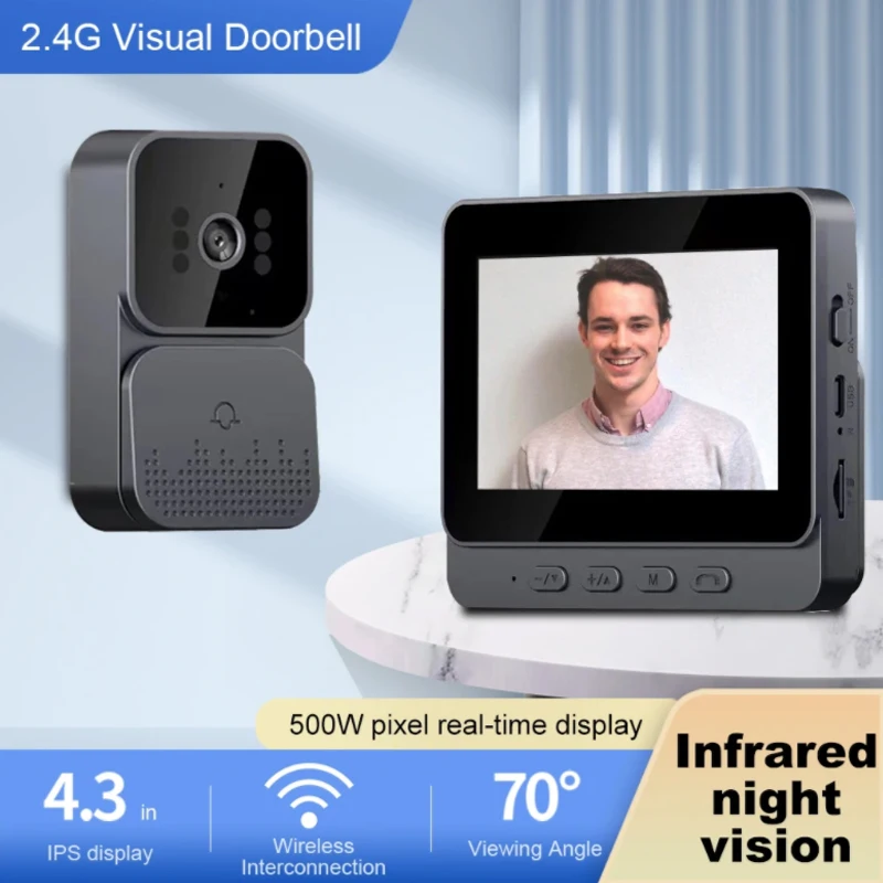 Sans fil interphone Sonnette HD Vision Nocturne 4.3in lPs écran Étanche Visuel Sonnette caméra smart Sécurité À Domicile Vidéo Par Bell