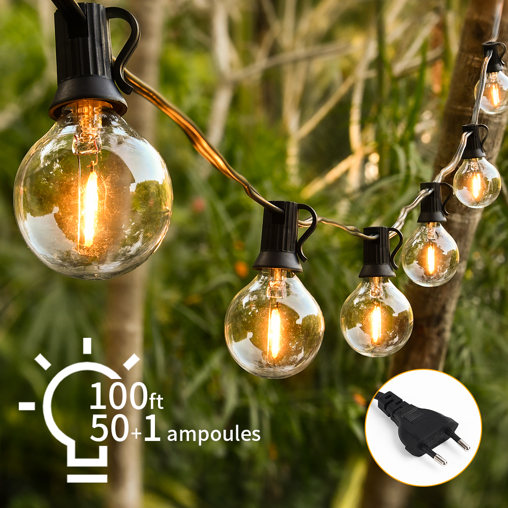 30M LED fée chaîne lumière Globe fête guirlande lumière G40 feston lumière blanc chaud décoration de mariage lumière pour extérieur arrière-cour