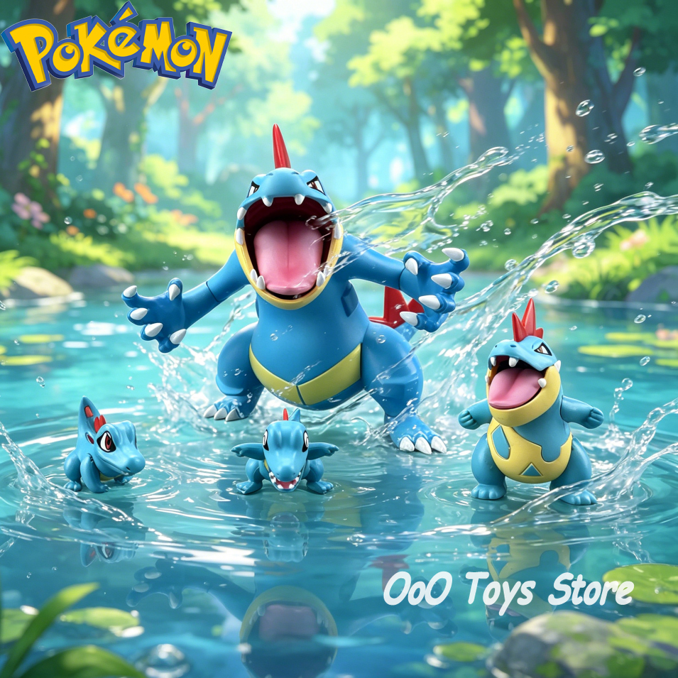 Figura de Anime Pokémon Feraligatr, Grupo Evolutivo, Figuras de Ação, Estátua de PVC, Ornamentação de Mesa, Modelo de Coleção, Brinquedos, Presentes, 3-11cm