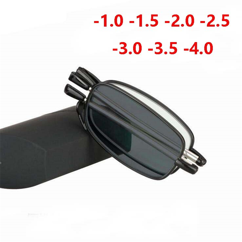 Mini Opvouwbare Bijziendheid Meekleurende Brillen Mannen Vrouwen Metak Vierkante Kortzichtig Brillen Oculos De Grau 0 -50 -75 -100 Tot -4.0