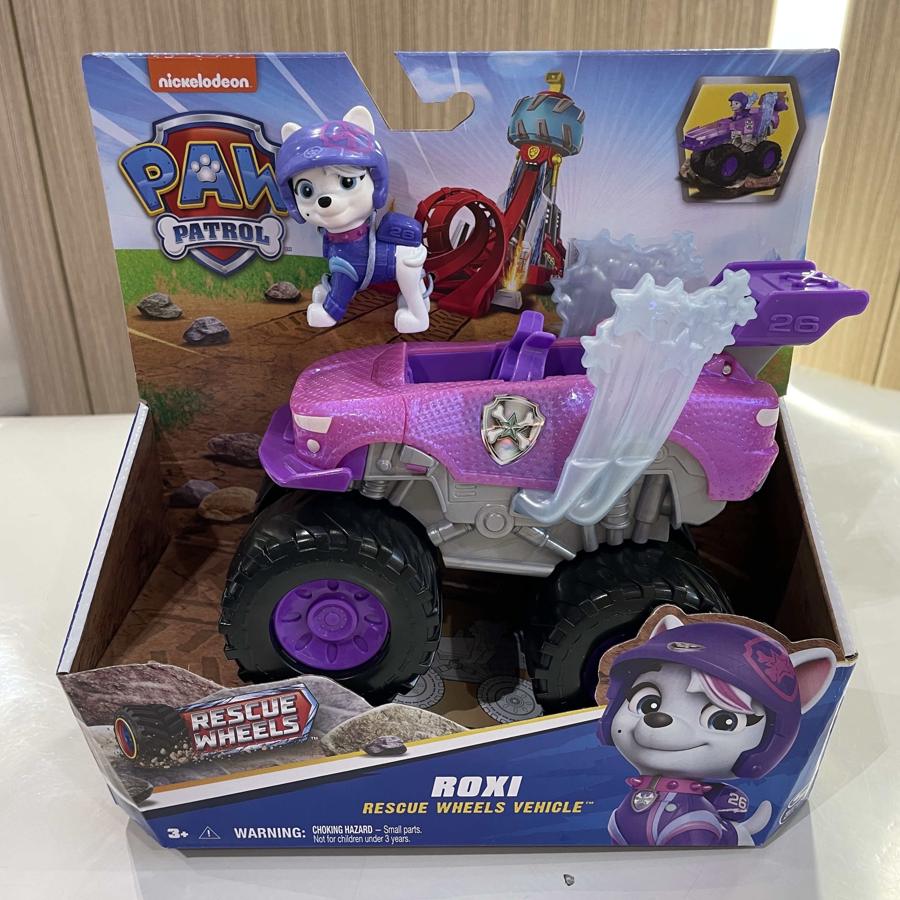 Original PAW Patrol Rescue Wheels Fahrzeugspielzeug mit sammelbarer Actionfigur Roxi Boomer Skye Chase Rocky Kinderspielzeug Geburtstagsgeschenk