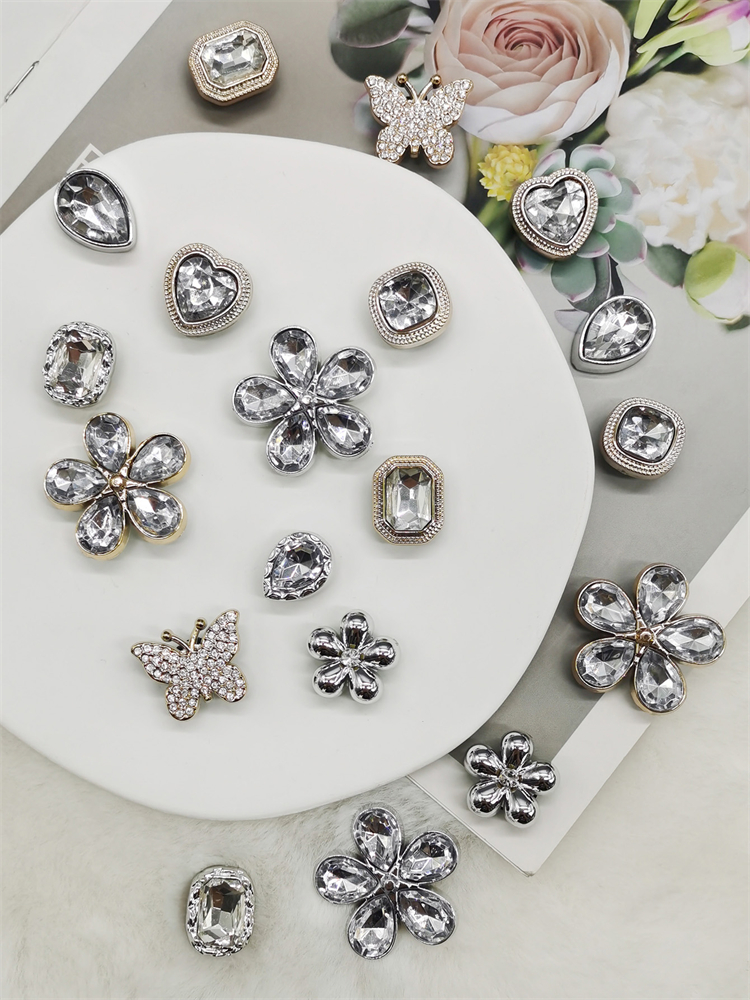 10 STKS ABS Hars Zilverachtige Gouden Bloem Schoen Charmes Strass Vlinder Schoenen Decoraties Hart Schoen Accessoires DIY Schoen Clips