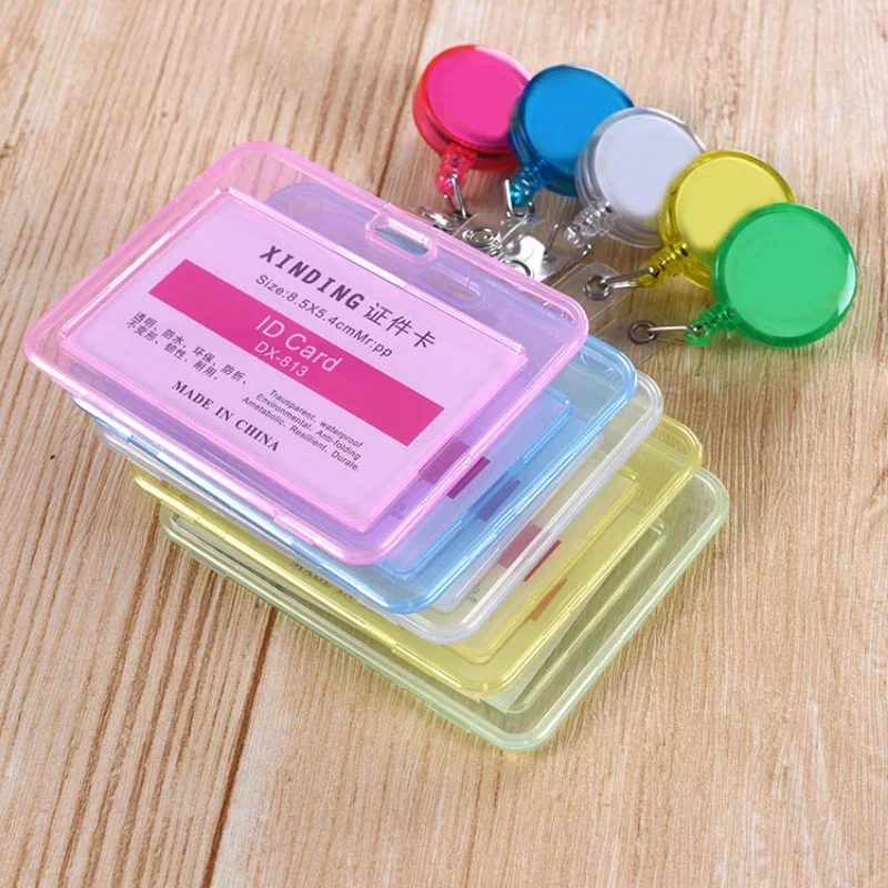 Funda retráctil transparente impermeable para tarjetas de crédito, funda protectora para tarjetas de identificación bancaria, estuche para estudiantes, mujeres y hombres