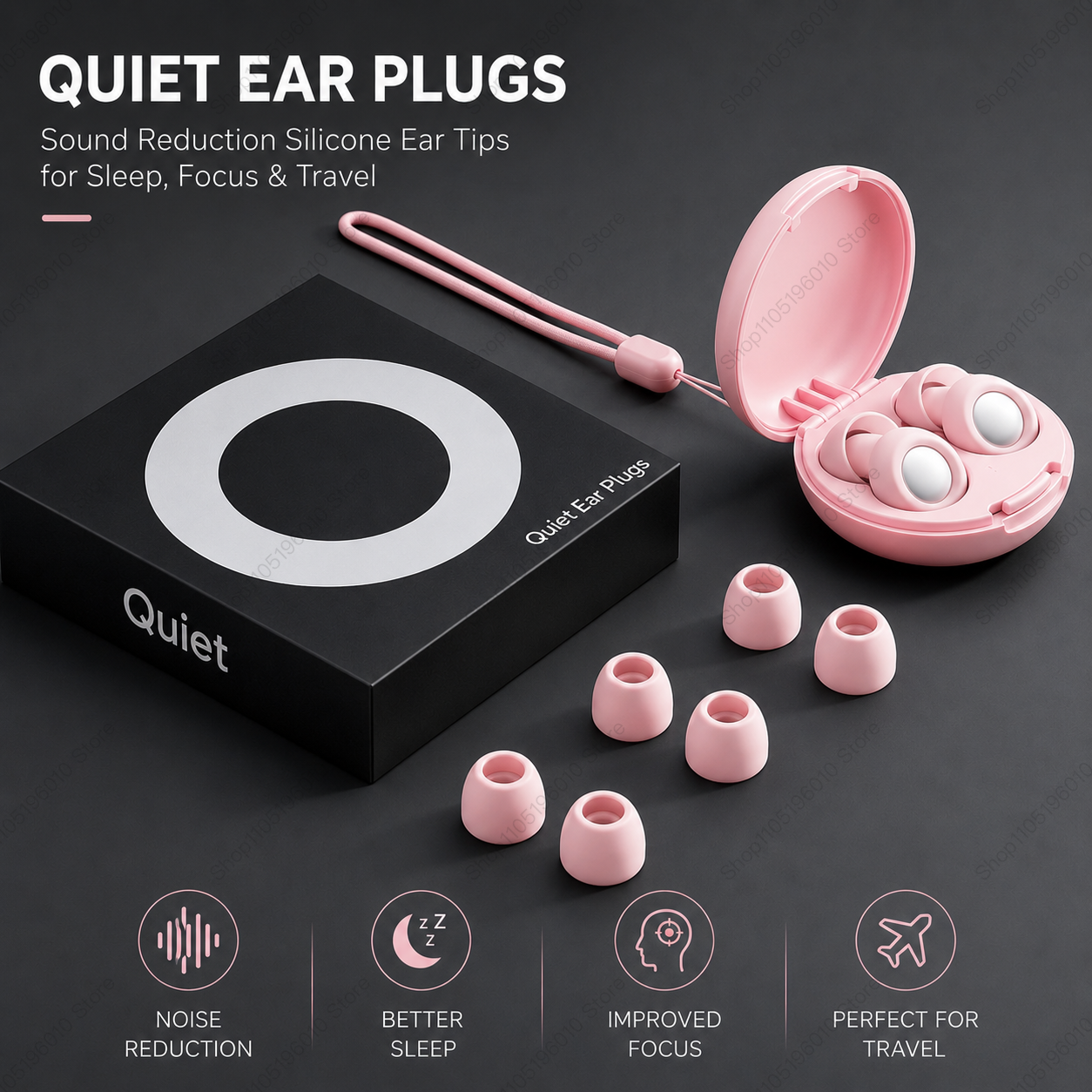 จุกอุดหูกันเสียงรบกวน 30dB แบบซิลิโคนนำกลับมาใช้ใหม่ได้ พร้อมจุกอุดหู 8 ชุด สำหรับลดเสียงรบกวน