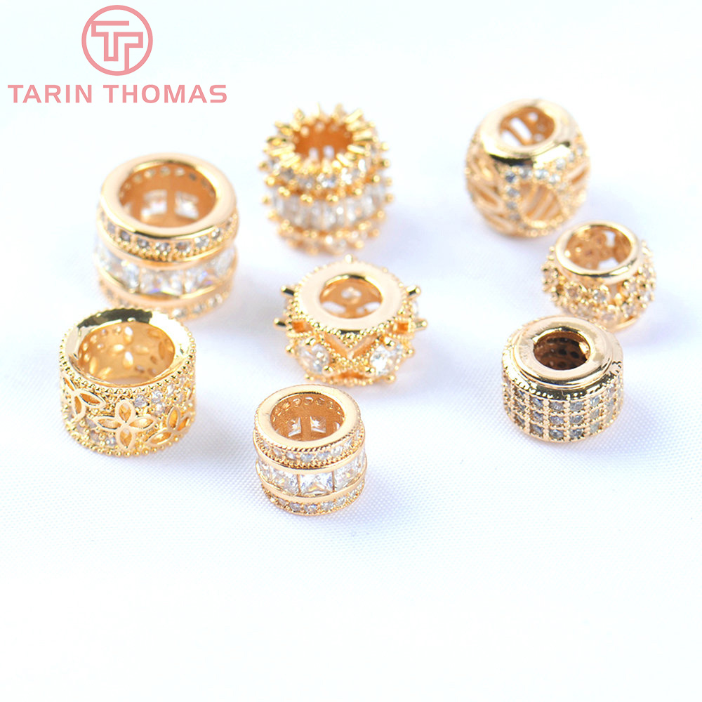 (5563) 10x6.5 มม.24K Gold สีทองเหลือง Spacer ลูกปัดสําหรับสร้อยข้อมือคุณภาพสูงผลการค้นหาเครื่องประดับขายส่ง