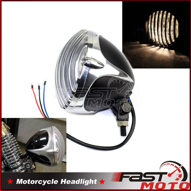 Phare de moto avec gril de 5 pouces, pour Yamaha Virago XV 250 500 535 700 750 Harley Softail Springer Cafe Racer, phares de Style Club
