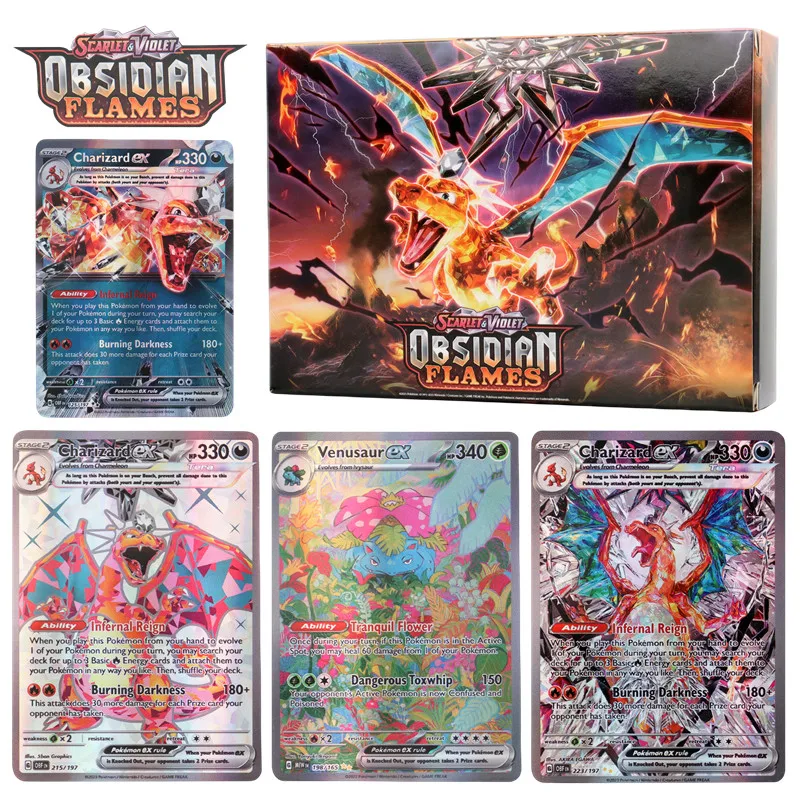 60-100 шт. английская версия карты Pokémon Scarlet & Violet Obsidian Flames титановый кристалл Charizard Pokemon EX карты