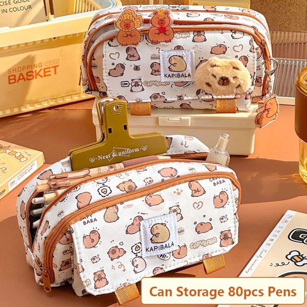 INS Capybara-Bolsa para bolígrafos de gran capacidad, estuche para lápices de dibujos animados, organizador de papelería, bolsa de almacenamiento para regalo de estudiantes