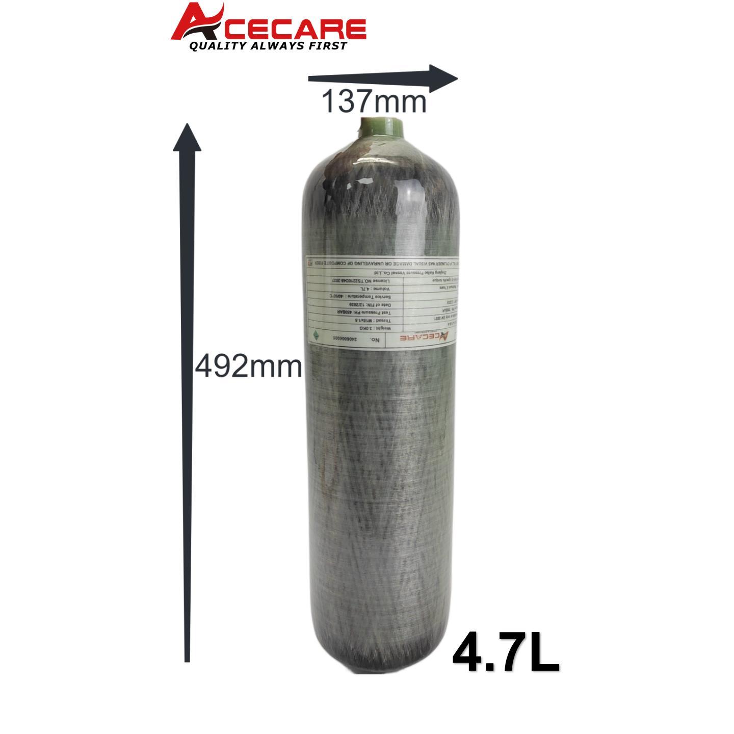 ACECARE 4500psi 4.7L CE cilindro de fibra de carbono tanque de aire de alta presión estación de llenado de carga válvula reguladora SCBA buceo M18 * 1,5