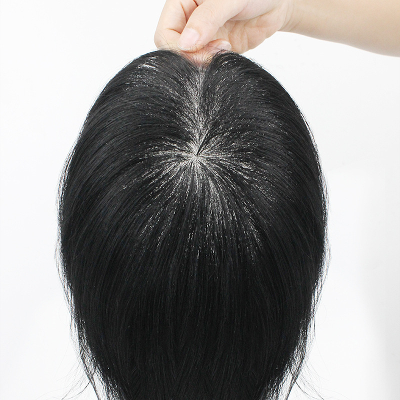 Pelucas de cabello 100% humano para hombres, Base de piel fina, reemplazo de prótesis de cabello masculino, tupé transpirable, cabello Real, Toppers rectos