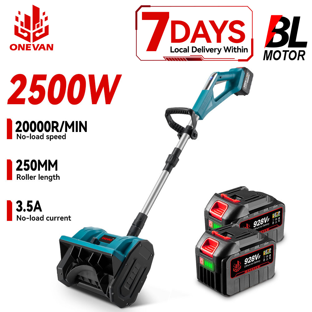 ONEVAN 2500 W bürstenloser elektrischer Schneepflug 250 mm Schneekehrmaschine Akku-Sauberes Straßenhof-Werkzeug für Makita 18 V Batterie-Pin