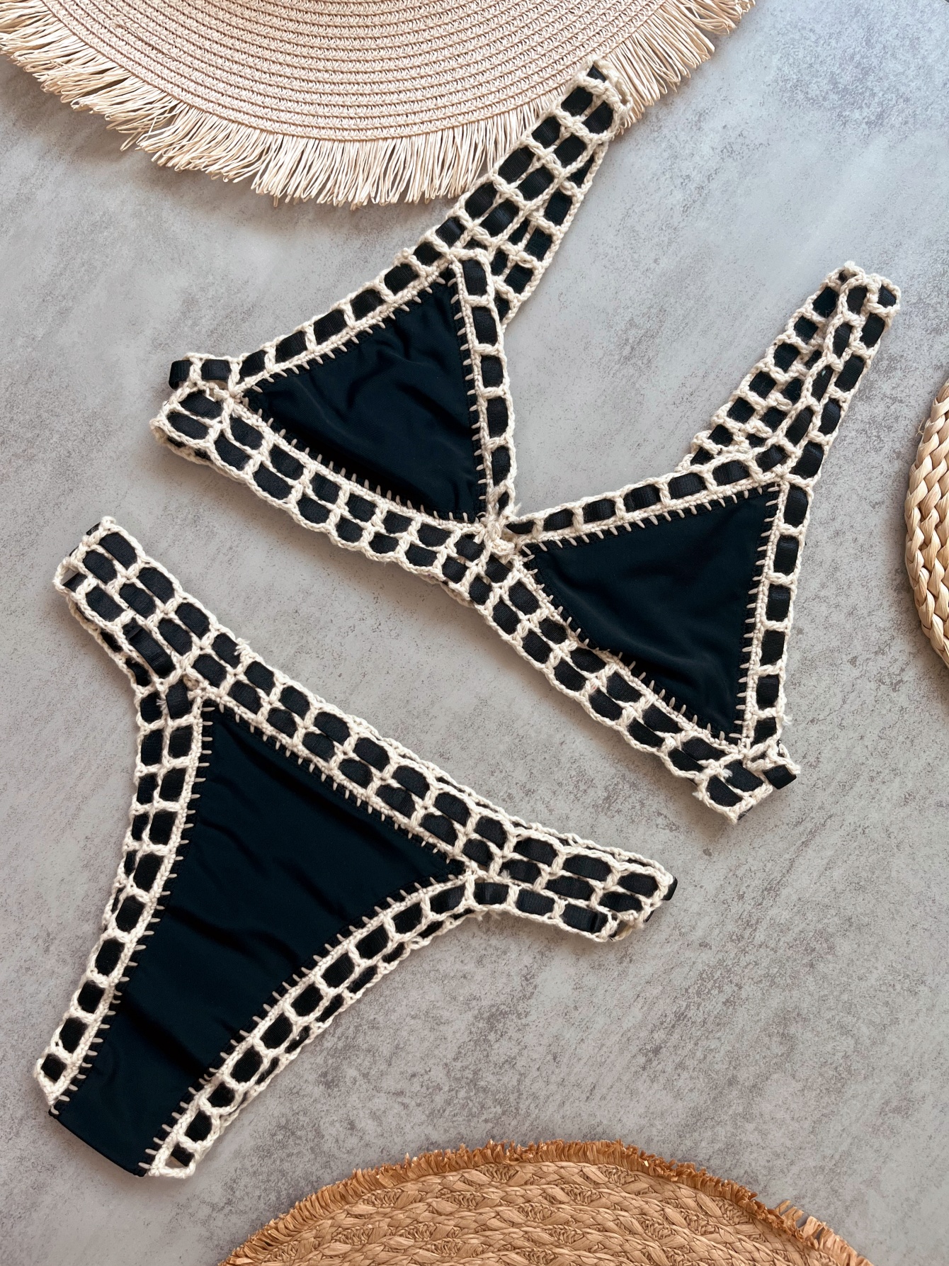 Black Crochet Bikini 2026 Sexy Women Swimsuit Female Swimwear Micro Bikini Set Bandeau Swimming Suit Beachwear Brazilian Biquini