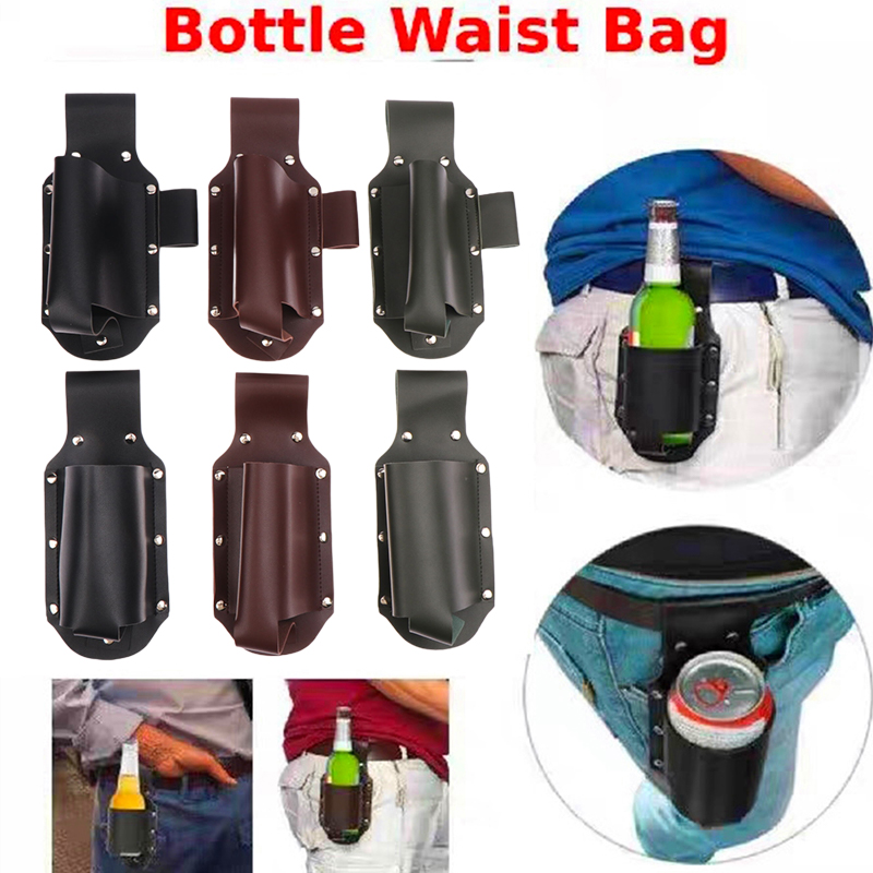 PU Leder Bier Flasche Taille Holster Tragbare Bier Gürtel Tasche Outdoor Trinken Flasche Fall Abdeckung Taille Hängen Stil Bier Gürtel Tasche