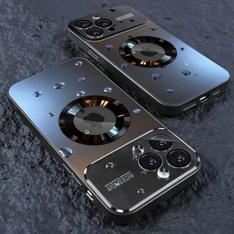 2025 Neue Titan-Metallic-Matte Hülle für iPhone 17 Air 16 15 14 13 12 11 Pro Max Plus mit MagSafe-Kamera-Schutz