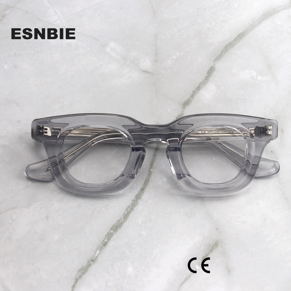 Monturas ópticas de acetato transparente Scuplted de diseño de marca para hombre, monturas de gafas ovaladas de carey redondas Retro hechas a mano para mujer